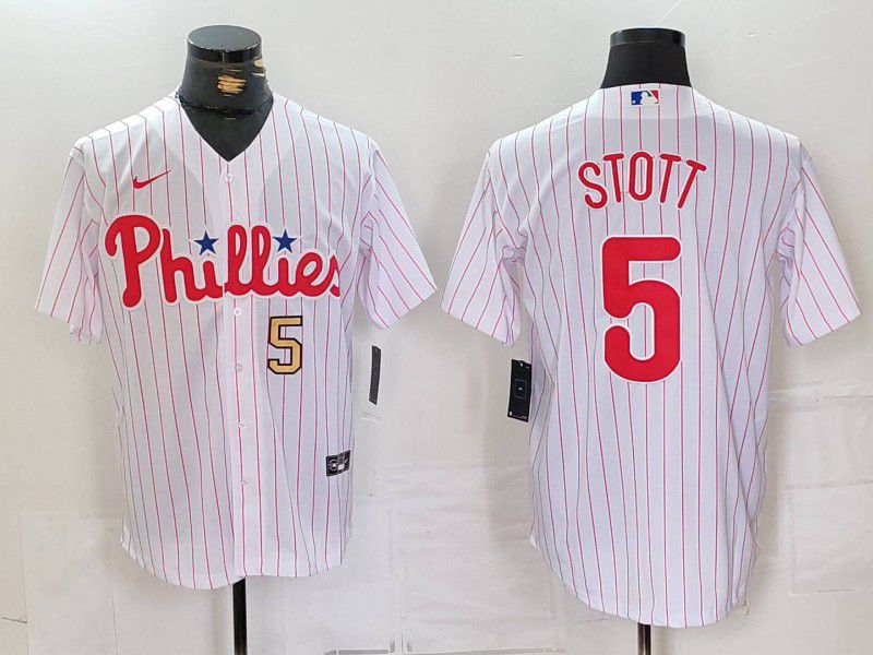 Men Philadelphia Phillies #5 Stott White stripe Nike Game 2024 MLB Jersey style 2->philadelphia phillies->MLB Jersey